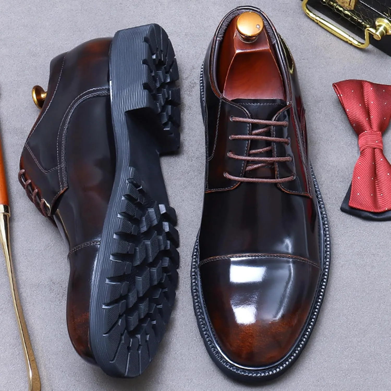 Men's Lace Up Derbys, Genuine Leather School Uniform Shoe Smart Office Work Formal Shoes for Male