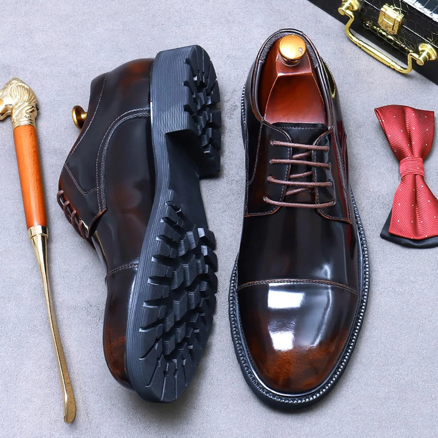 Men's Lace Up Derbys, Genuine Leather School Uniform Shoe Smart Office Work Formal Shoes for Male
