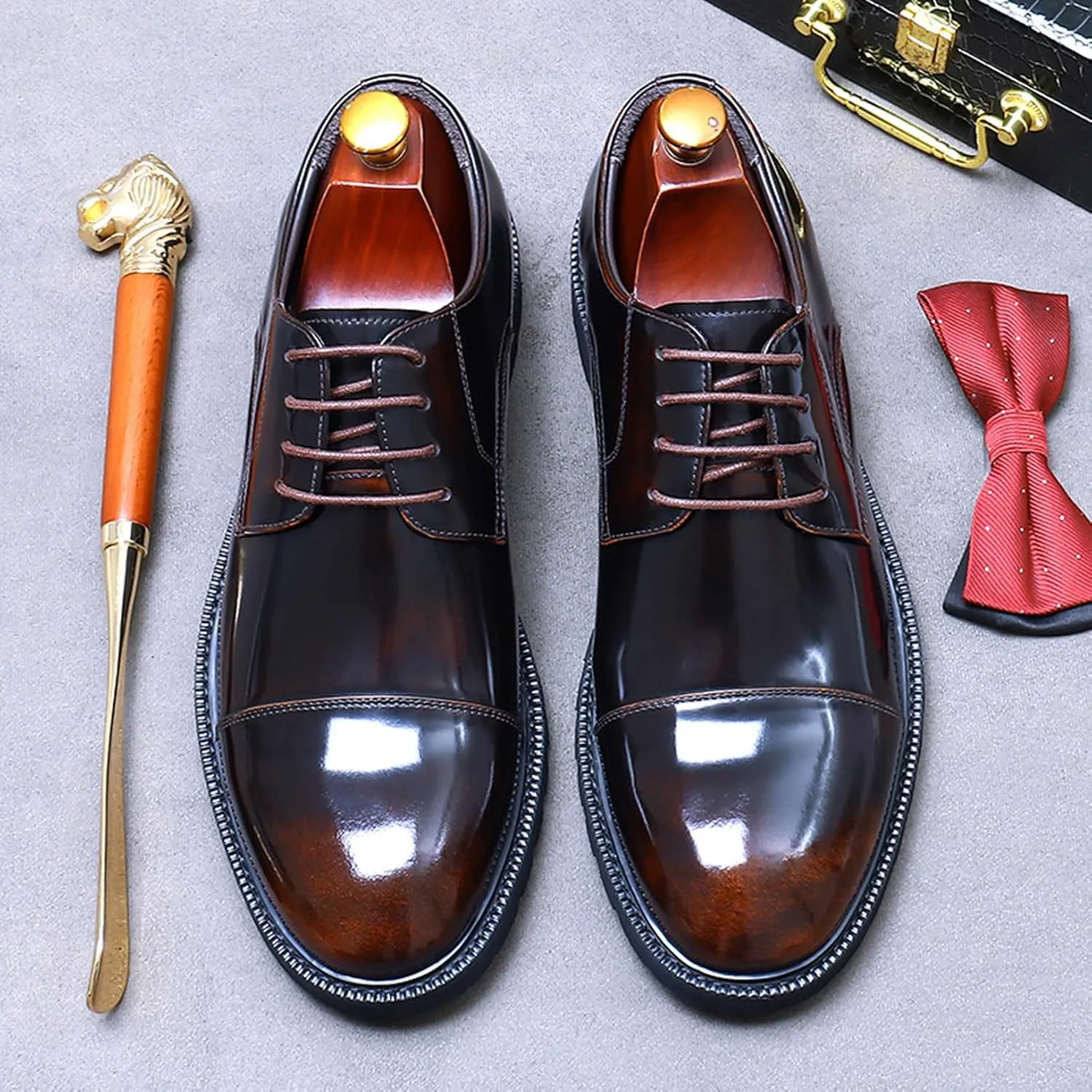 Men's Lace Up Derbys, Genuine Leather School Uniform Shoe Smart Office Work Formal Shoes for Male
