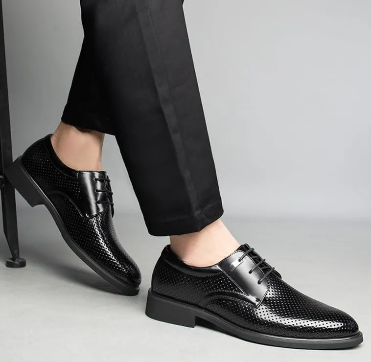 Mens Loafers All-Day Comfort Modern Leather Business Casual Scale Pattern Comfort Formal Shoes Classic Business Lace Up Dress Shoes
