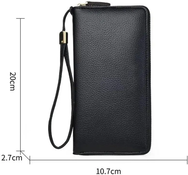 Men's Long Handbags Metal Decoration Multifunctional Large Capacity With Handle Strap Handbag Zipper Wallet purse