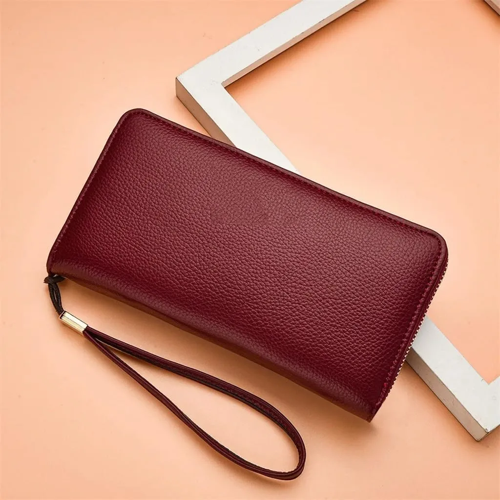 Men's Long Handbags Metal Decoration Multifunctional Large Capacity With Handle Strap Handbag Zipper Wallet purse