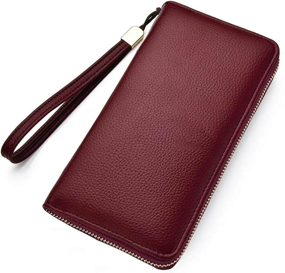 Men's Long Handbags Metal Decoration Multifunctional Large Capacity With Handle Strap Handbag Zipper Wallet purse
