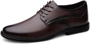 Men's Oxfords Fashion Classic Shoes Pointed Toe Lace Up Leather Dress Shoes Brogue Tuxedo Genuine Leather Non Slip Business Formal