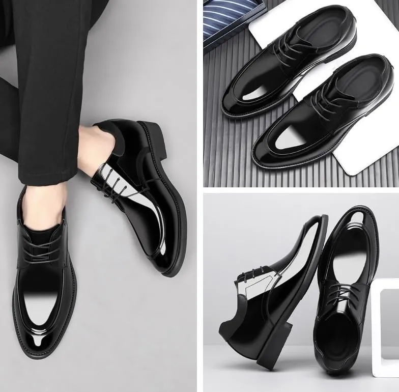 Men's Oxfords Shoes Classic Patent Lace-up Formal Brogue Shoes Comfortable Wedding Party Dress Shoes for Men(8.5)
