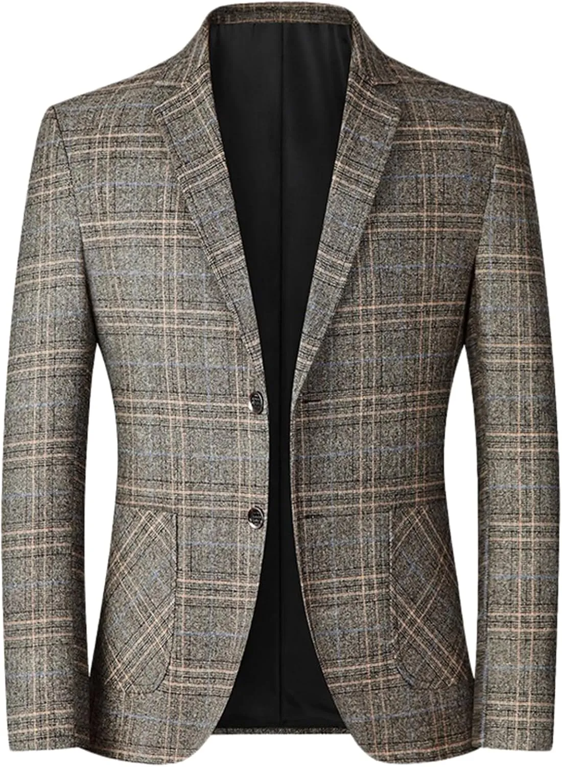Men's Plaid Blazer Business Sports Coat Slim Fit Plaid Suit Jackets Blazer for Wedding Party