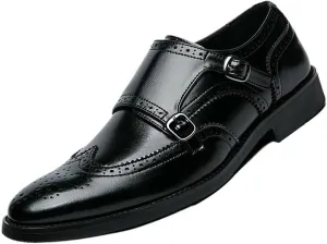 Men's Pointed-Toe Wedding Oxford Shoes, Leather Business Formal Dress Shoes for Groomsmen