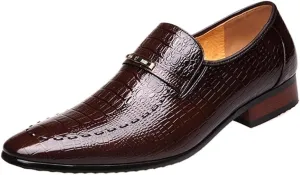 Men's Slip-On Comfortable Dress Shoes PU Leather Shoes Luxury Crocodile Pattern Men Business Dress Shoes Casual Social Shoe Male Wedding Footwear