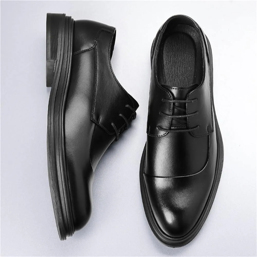 Men's Spring Business Dress Shoes Casual English Style Commuter Formal Shoes Wedding Groom Shoes Comfortable Stylish Classic Leather Shoes(6.5)