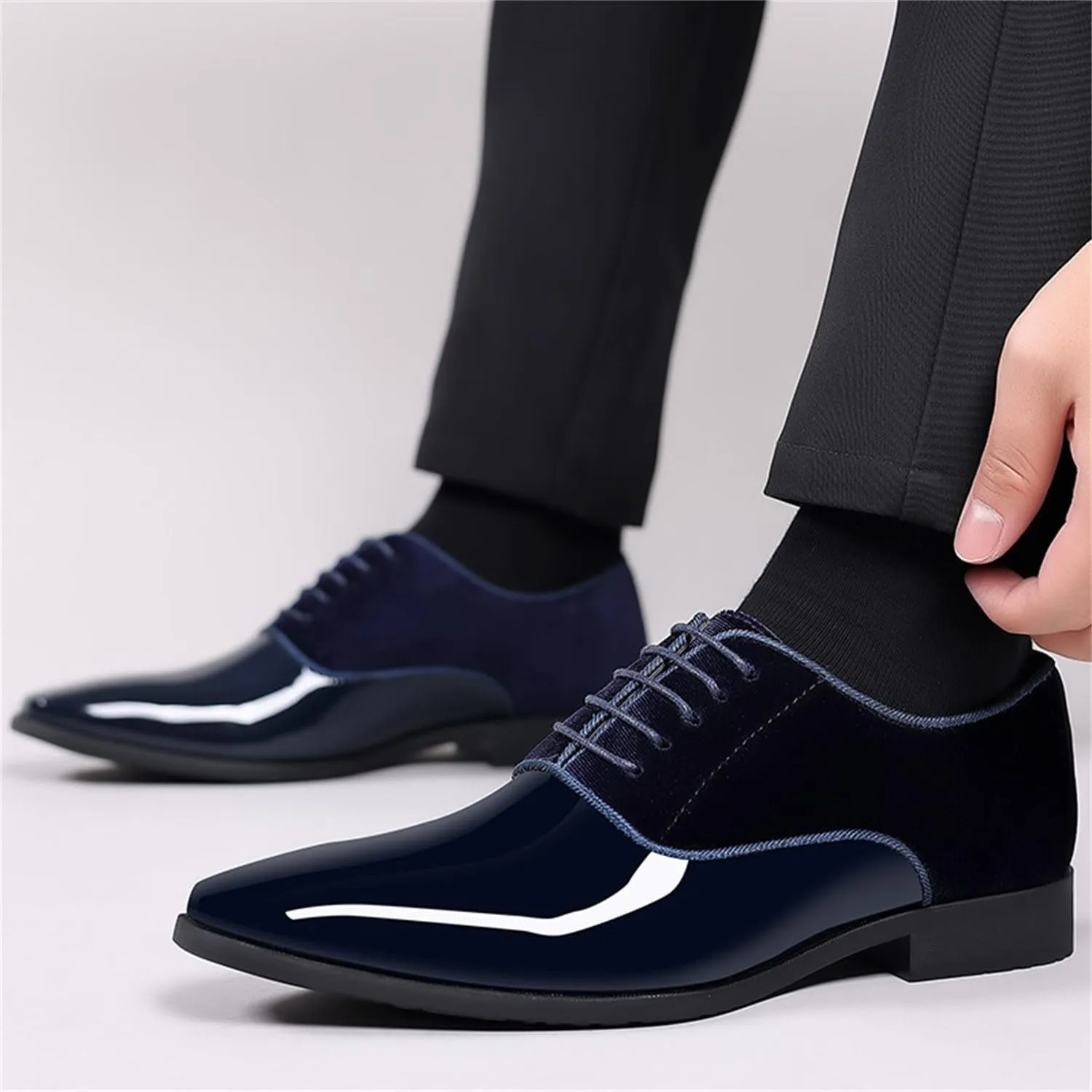 Men's Vintage High Gloss Dress Shoes Patent Leather Suede Oxford Formal Business Suit Tuxedo Shoes