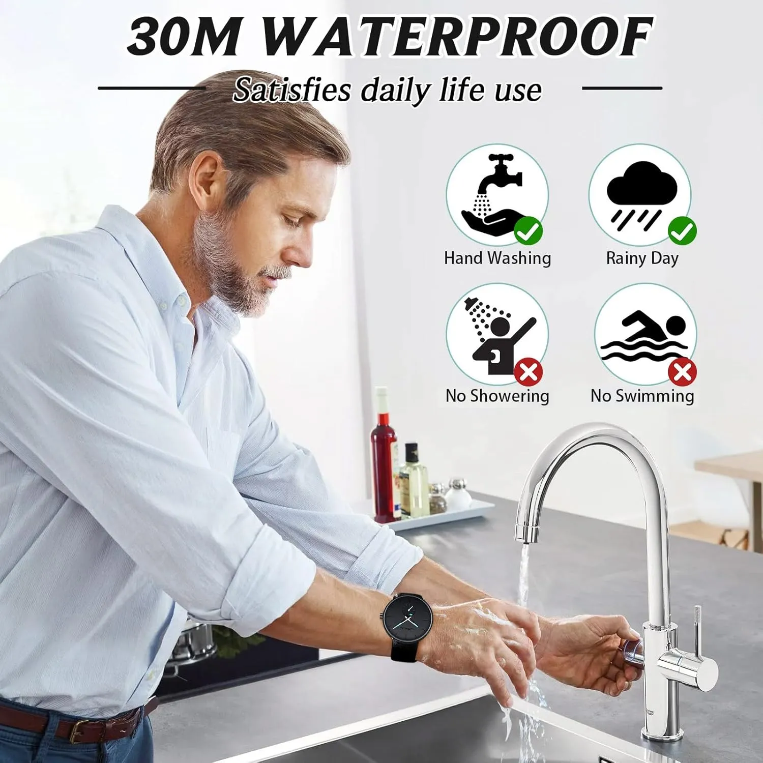 Mens Watches Ultra-Thin Minimalist Waterproof-Fashion Wrist Watch for Men Unisex Dress with Leather Band