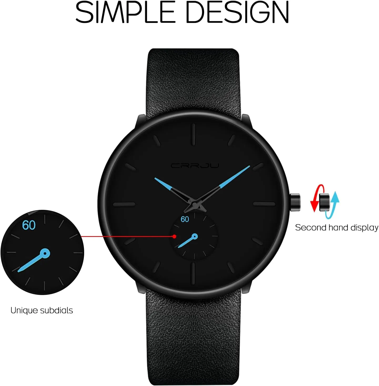 Mens Watches Ultra-Thin Minimalist Waterproof-Fashion Wrist Watch for Men Unisex Dress with Leather Band
