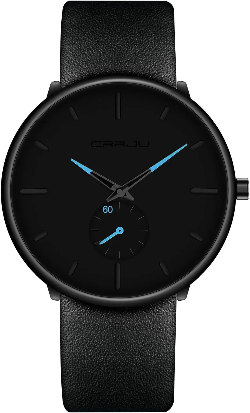 Mens Watches Ultra-Thin Minimalist Waterproof-Fashion Wrist Watch for Men Unisex Dress with Leather Band