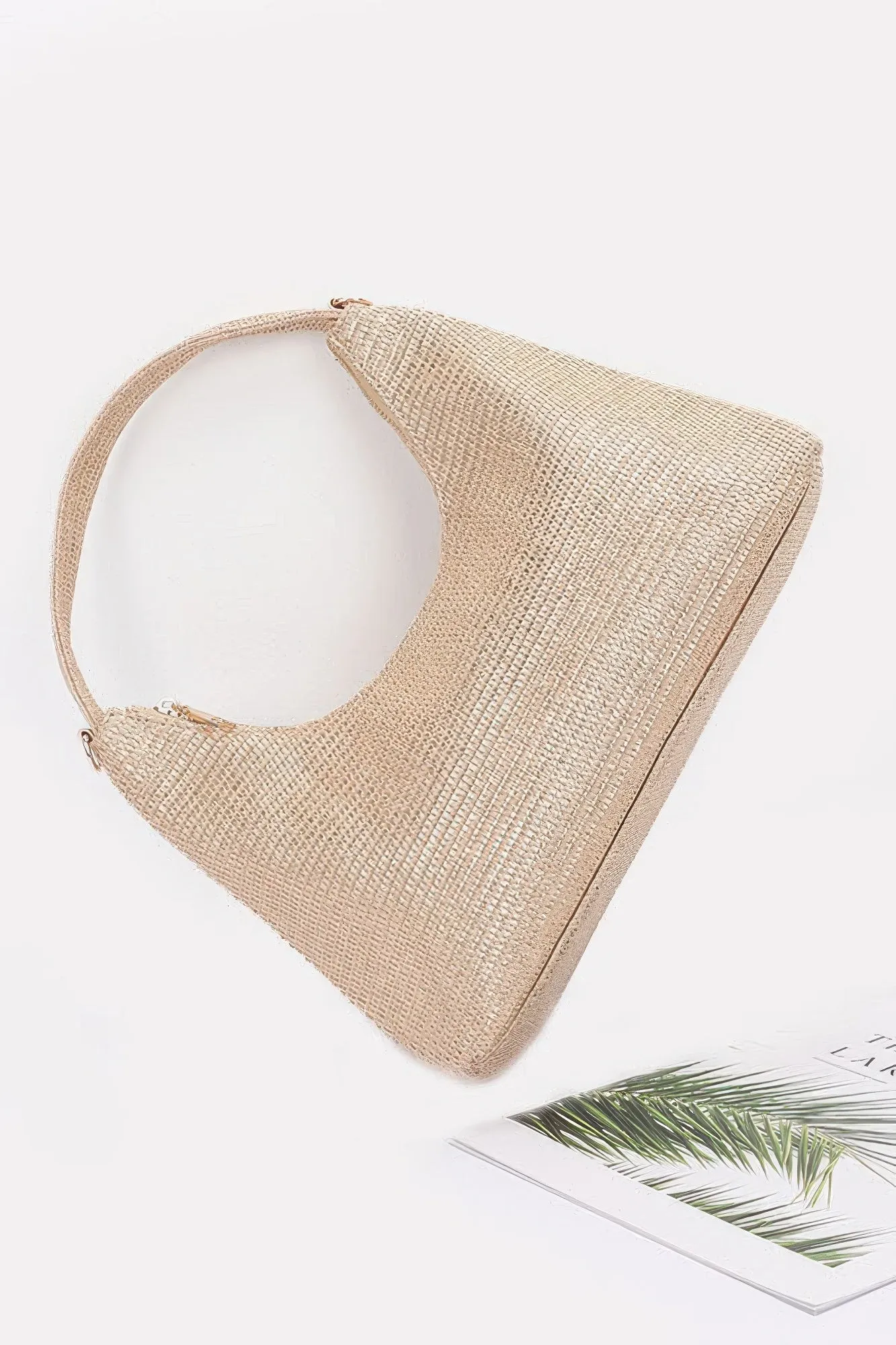 Metallic Faux Straw Hobo Bag
