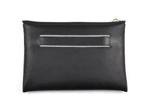 Microfiber Leather Clutch Bag with Wrist Wrap, Zipper Envelope Bag, Minimalist Evening Purse (Black)