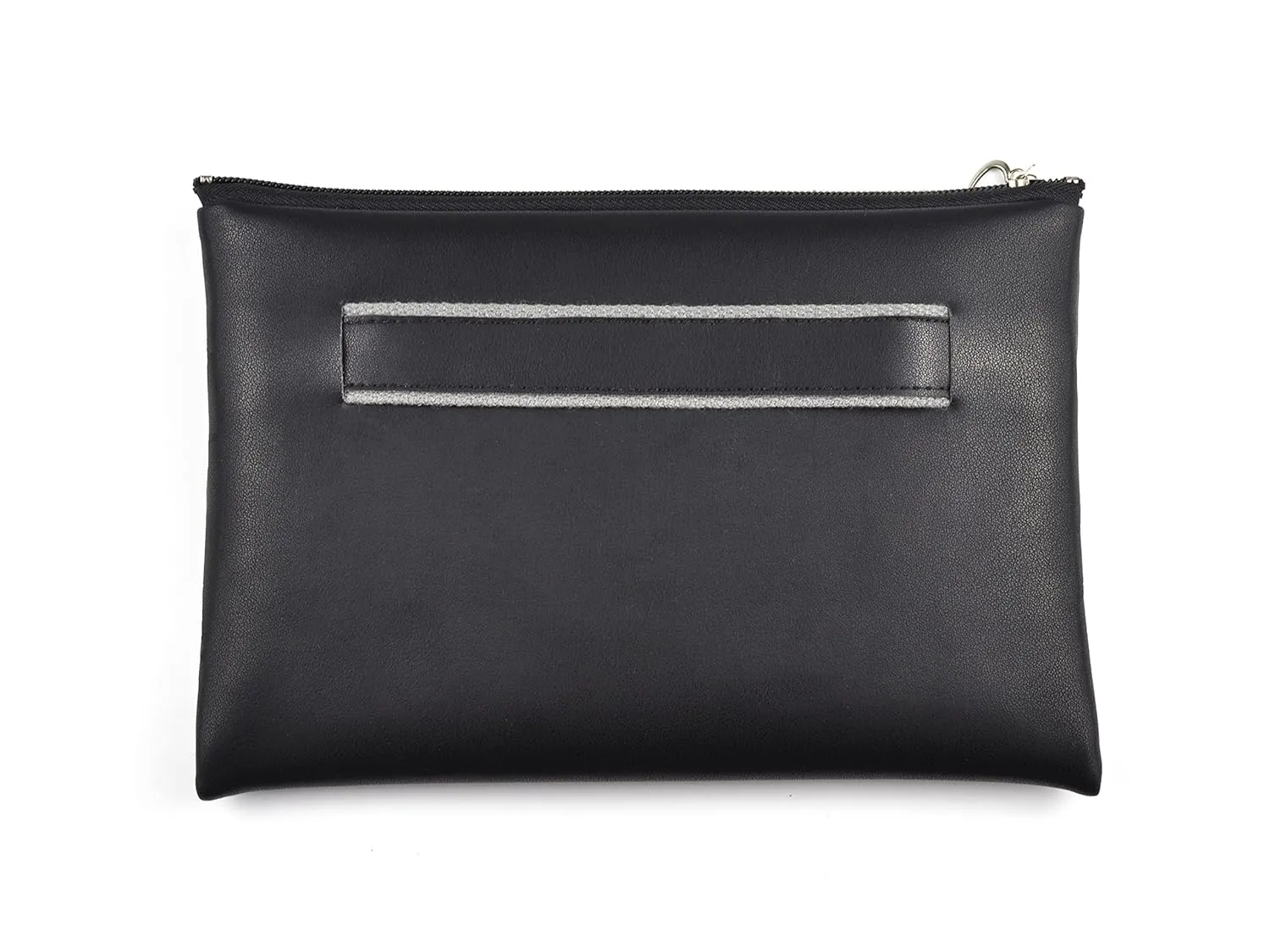 Microfiber Leather Clutch Bag with Wrist Wrap, Zipper Envelope Bag, Minimalist Evening Purse (Black)