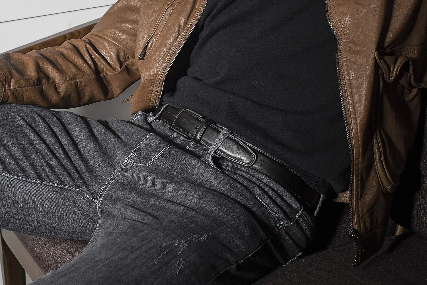 MILORDE Men's Genuine Leather Dress Belt, Handmade, 100% Cow Leather, Fashion & Classic Designs for Work Business and Casual