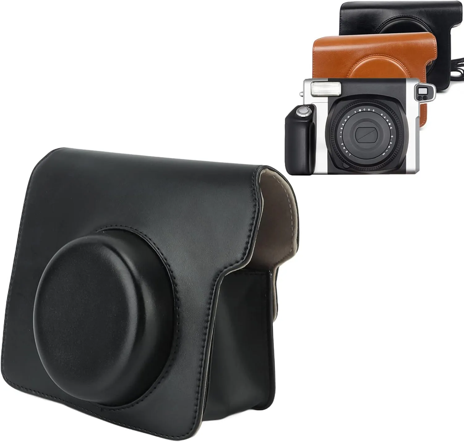 Mini Camera Bag PU Camera Ive Case with Shoulder Strap for Wide300 le Camera PU Case for Ion (Black)
