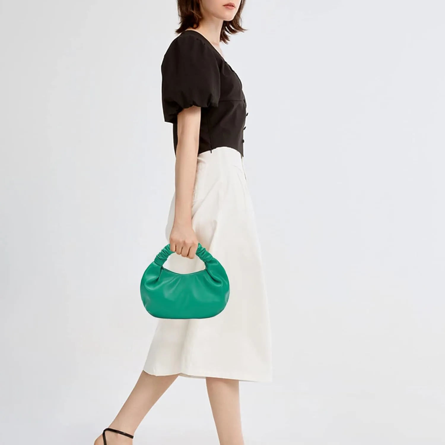 Mini Cloud Hobo Purse for Women Soft Genuine Leather Clutch Bag with Unique Shape for Events or Date Nights