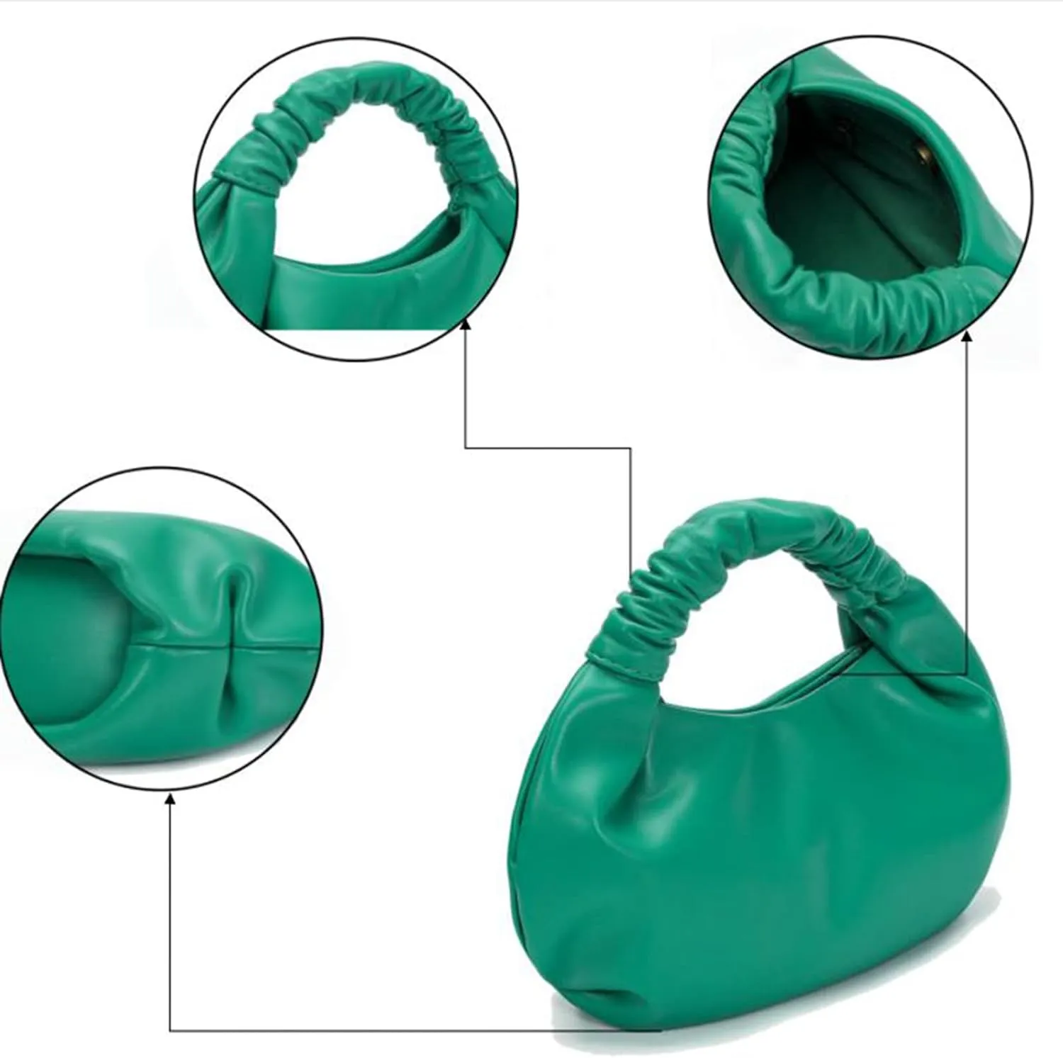 Mini Cloud Hobo Purse for Women Soft Genuine Leather Clutch Bag with Unique Shape for Events or Date Nights