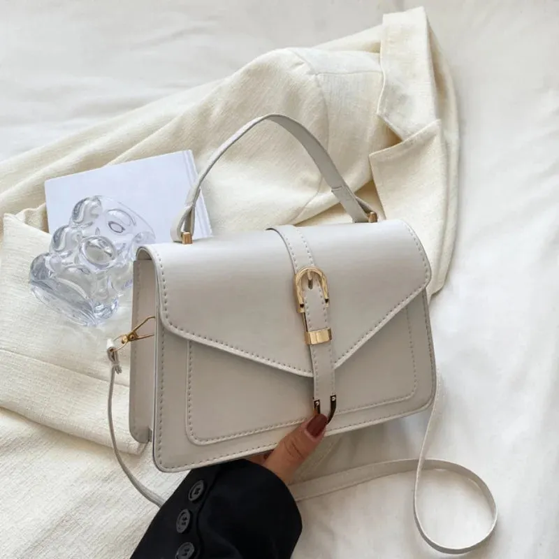 Minimalist Solid Color Square Flap Crossbody