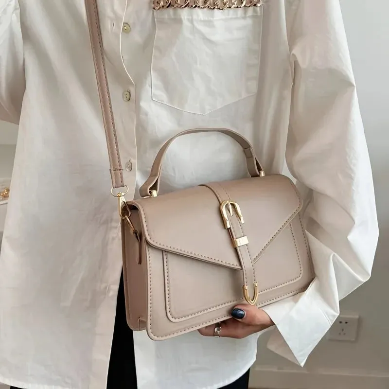 Minimalist Solid Color Square Flap Crossbody