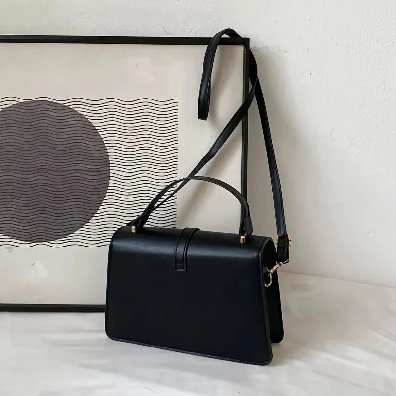 Minimalist Solid Color Square Flap Crossbody