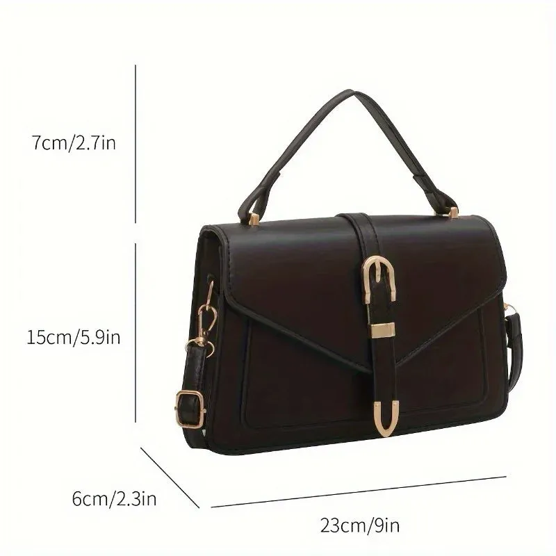 Minimalist Solid Color Square Flap Crossbody
