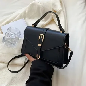Minimalist Solid Color Square Flap Crossbody