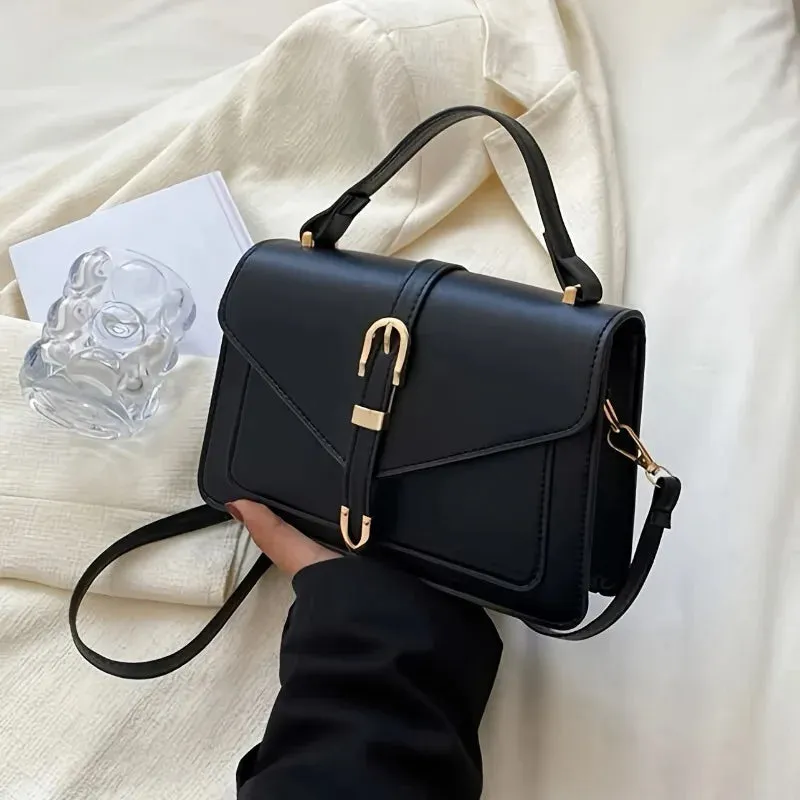 Minimalist Solid Color Square Flap Crossbody