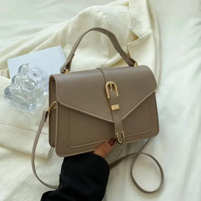 Minimalist Solid Color Square Flap Crossbody