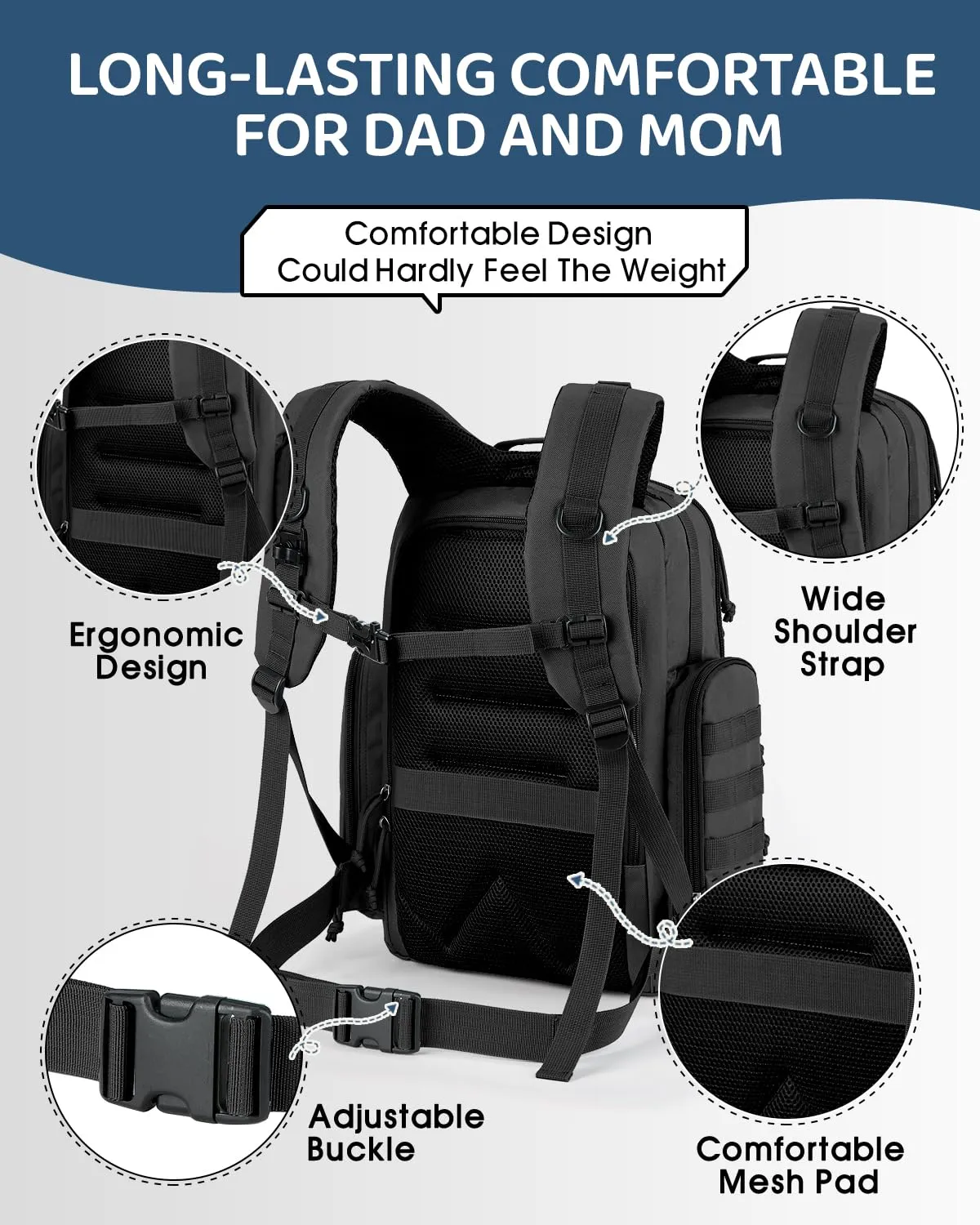 MIRACOL Mens Tactical Diaper Backpack: Waterproof Military-Grade 900D Polyester with MOLLE Webbing - Insulated Pockets for Active Dads – Baby Gear for Hiking Camping Travel