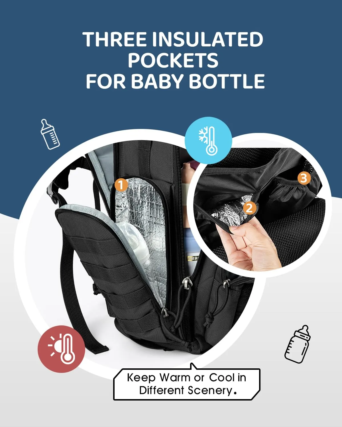 MIRACOL Mens Tactical Diaper Backpack: Waterproof Military-Grade 900D Polyester with MOLLE Webbing - Insulated Pockets for Active Dads – Baby Gear for Hiking Camping Travel