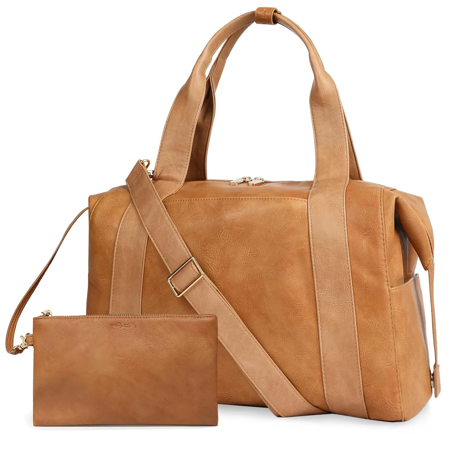 miss fong Diaper Bag Tote, Baby Bag,Leather Diaper Bag,Baby Tote Bag with 9 Pockets,Large Mommy Bag with Small Purse and Shoulder Strap,3 Insulated Pockets