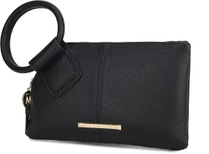 MKF Collection Wristlet Pouch Clutch Wallet for Women's Handbag, Small Purse Black Circular handle Purse Bag By Mia K