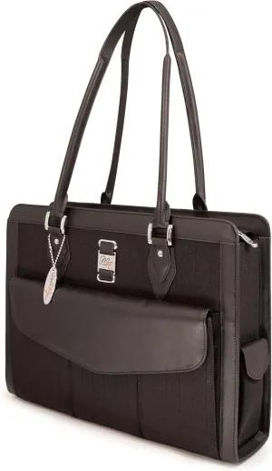 Mobile Edge Women's Black w/Black Leather Trim, Geneva 15.4 Inch Business Laptop Tote, Superior SafetyCell™ Computer Protection Compartment, Business, Travel, Students MEGNOS