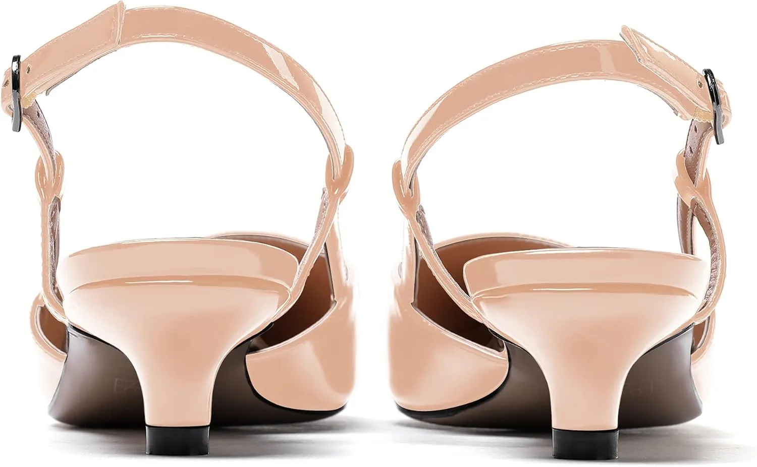 MODENCOCO Women's Patent Leather Ankle Strap Slingback Pointed Toe Kitten Low Heel Pumps Business Office Work Dress Shoes 1.5 Inch