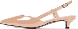 MODENCOCO Women's Patent Leather Ankle Strap Slingback Pointed Toe Kitten Low Heel Pumps Business Office Work Dress Shoes 1.5 Inch
