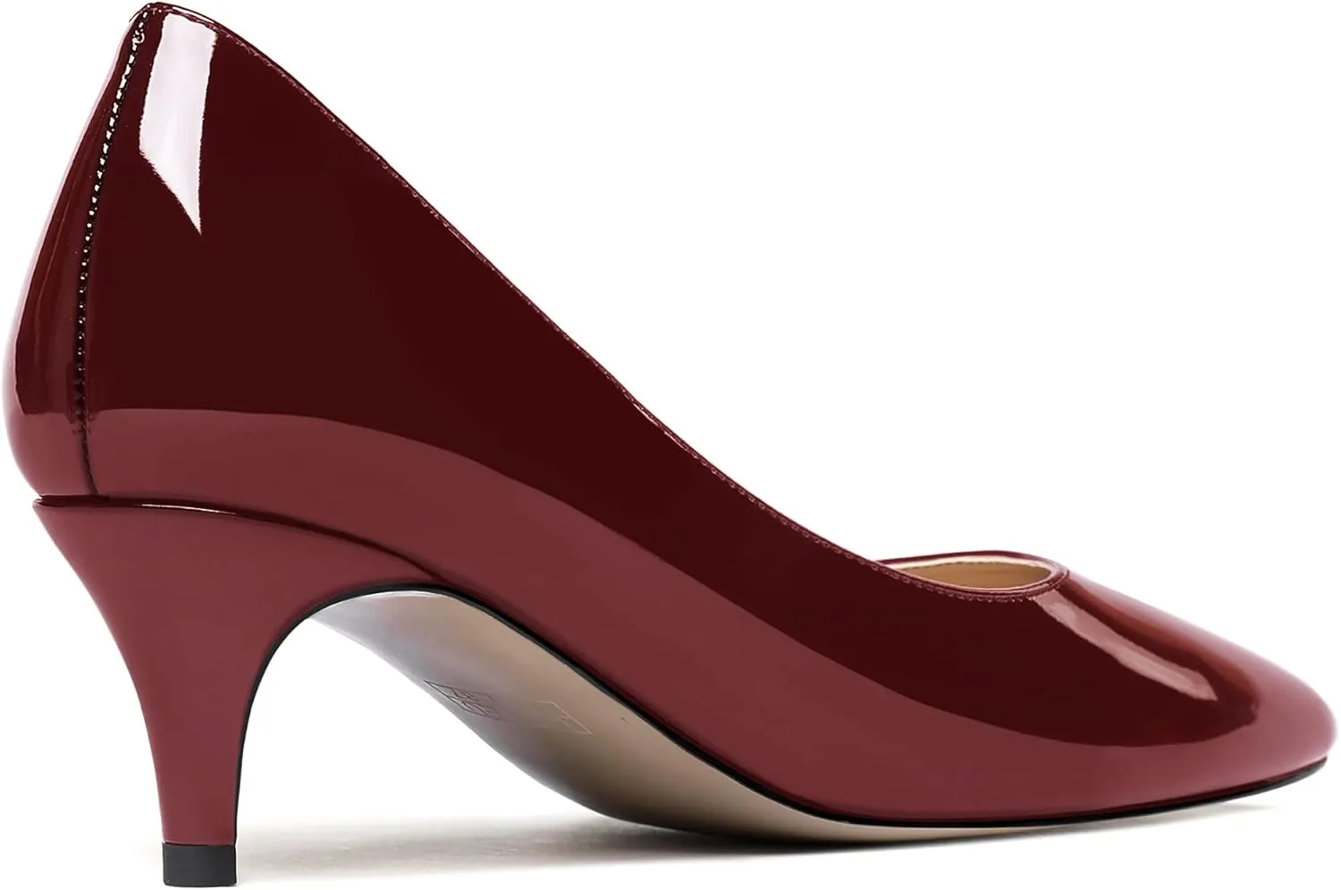 MODENCOCO Women's Round Toe Slip On Patent Leather Kitten Low Heel Pumps Shoes for Business Office Work 2 Inch