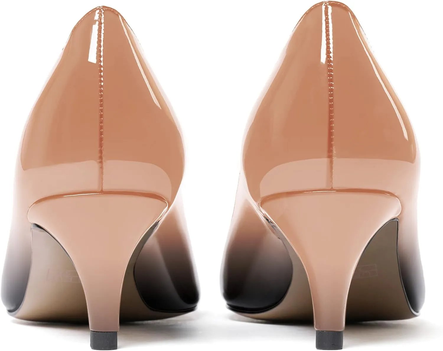 MODENCOCO Women's Round Toe Slip On Patent Leather Kitten Low Heel Pumps Shoes for Business Office Work 2 Inch