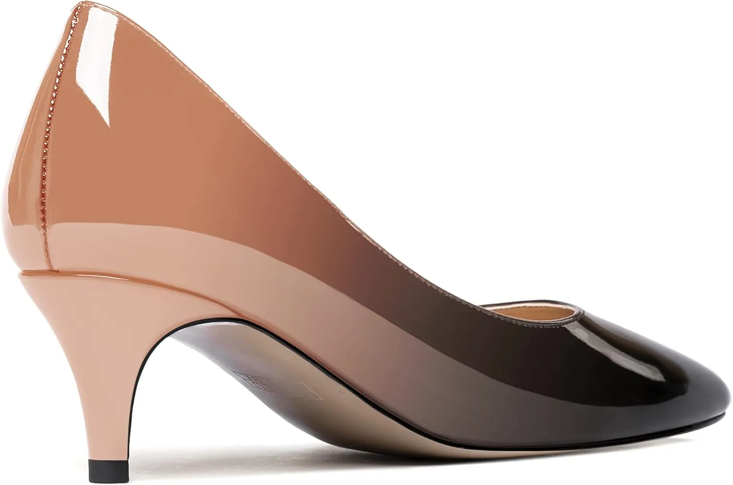 MODENCOCO Women's Round Toe Slip On Patent Leather Kitten Low Heel Pumps Shoes for Business Office Work 2 Inch