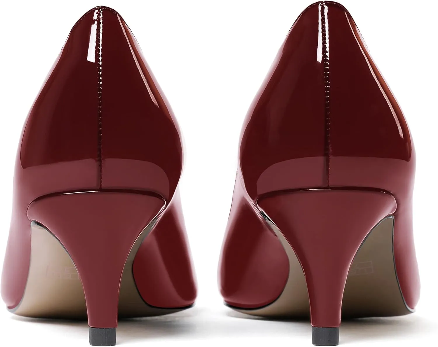 MODENCOCO Women's Round Toe Slip On Patent Leather Kitten Low Heel Pumps Shoes for Business Office Work 2 Inch