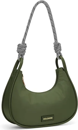 molshine Crescent Handbag, Nylon Shoulder Bag, Armpit Bag, Fashion Clutch Purse for Women Lady Model Outdoor