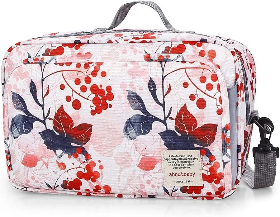 MOMIGO Baby Diaper Caddy Bag - Tote Stroller Bag Nursery Storage Bin for Wipes & Toys Mini Bag for Outdoor (Flower)