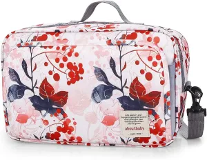 MOMIGO Baby Diaper Caddy Bag - Tote Stroller Bag Nursery Storage Bin for Wipes & Toys Mini Bag for Outdoor (Flower)