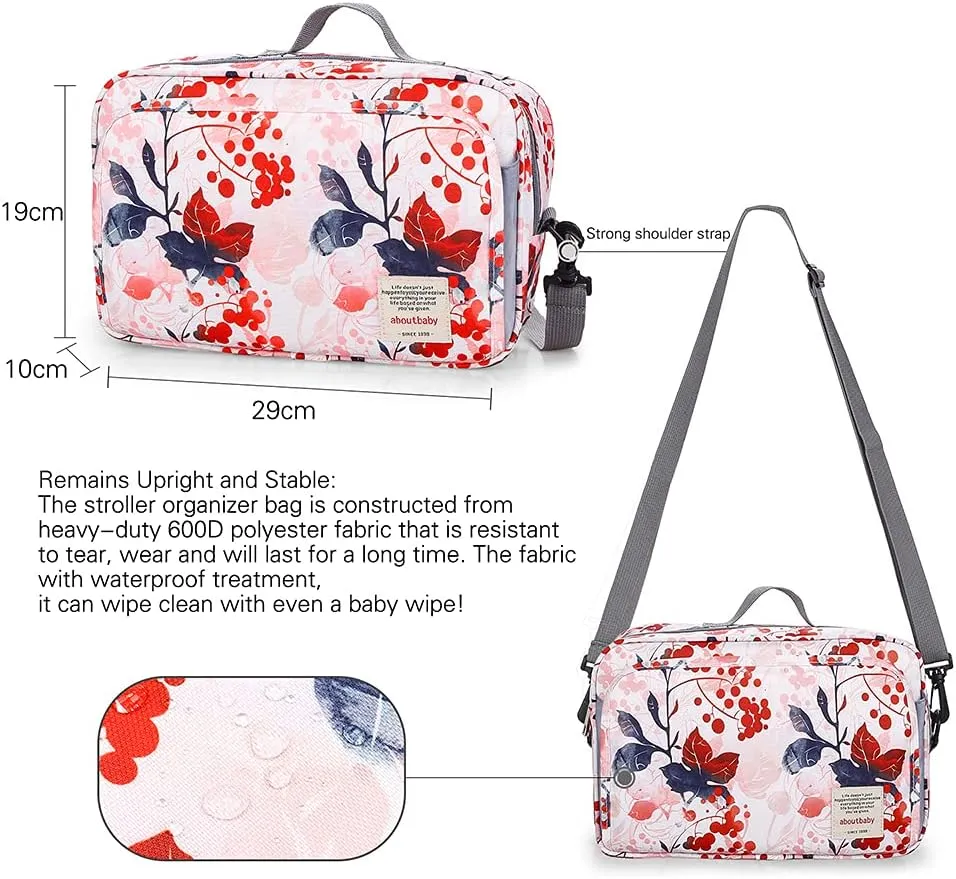 MOMIGO Baby Diaper Caddy Bag - Tote Stroller Bag Nursery Storage Bin for Wipes & Toys Mini Bag for Outdoor (Flower)