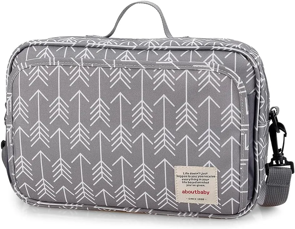 MOMIGO Diaper Caddy Tote Baby Stroller Bag Nursery Storage Bin , Wipes & Toys Mini Diaper Bag for Outdoor (Grey Arrow)