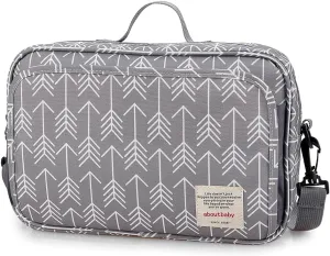 MOMIGO Diaper Caddy Tote Baby Stroller Bag Nursery Storage Bin , Wipes & Toys Mini Diaper Bag for Outdoor (Grey Arrow)