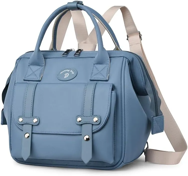 MOMIGO Small Diaper Bag Tote - Diaper Backpack Crossbody Baby Waterproof Multi-Function Mini Smart Diaper Bag (Blue)