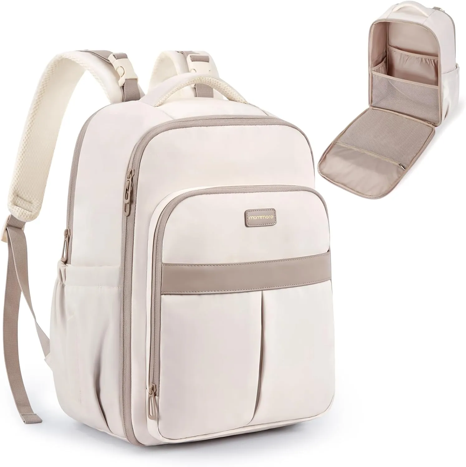 mommore Diaper Bag Backpack Large Baby Bag 37L with 15.6'' Laptop Sleeve Mom Bags with Insulated Pockets, Changing Pad, Stroller Straps, Travel, Work